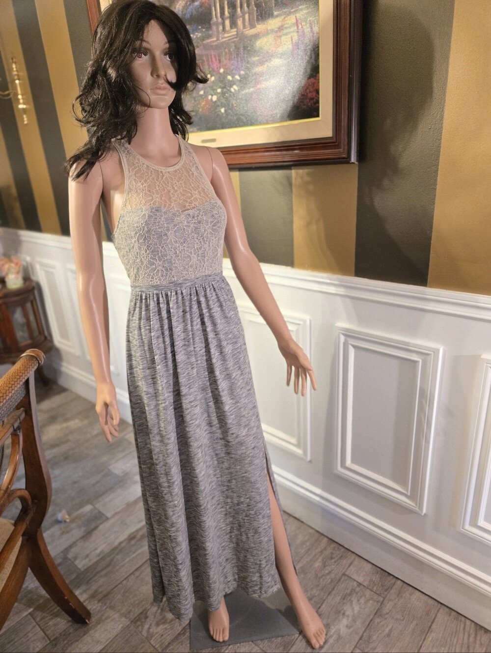 Kimchi Blue Lace Bodice Gray Maxi Dress